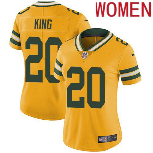 Women Green Bay Packers #20 Kevin King Yellow Nike Vapor Limited NFL Jersey->women nfl jersey->Women Jersey